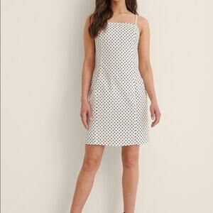 Anna Briand X Na-kd White and Black Polka Dot Mini Dress NWT